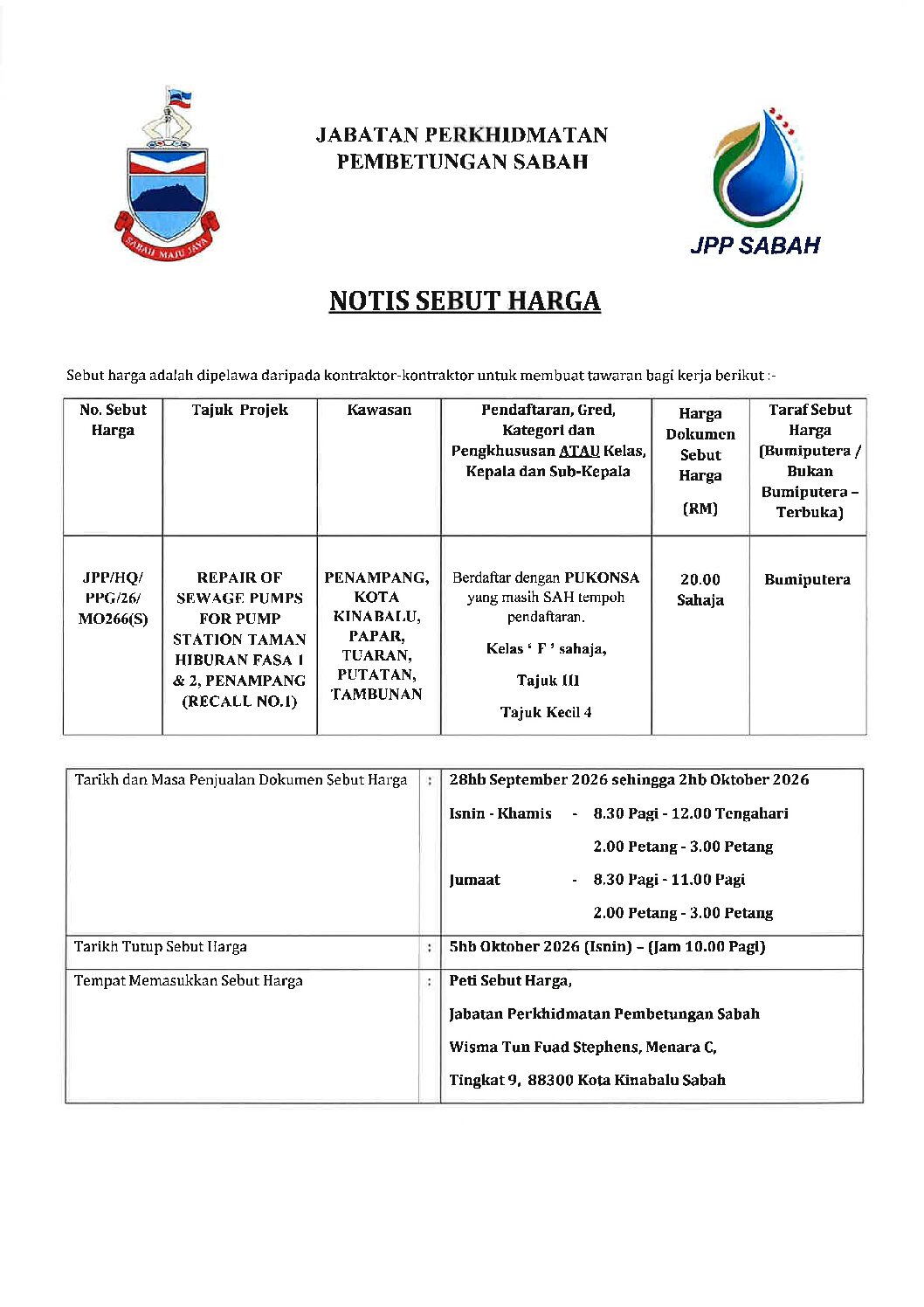 PENAMPANG, KOTA KINABALU,PAPAR, TUARAN, PUTATAN, TAMBUNAN