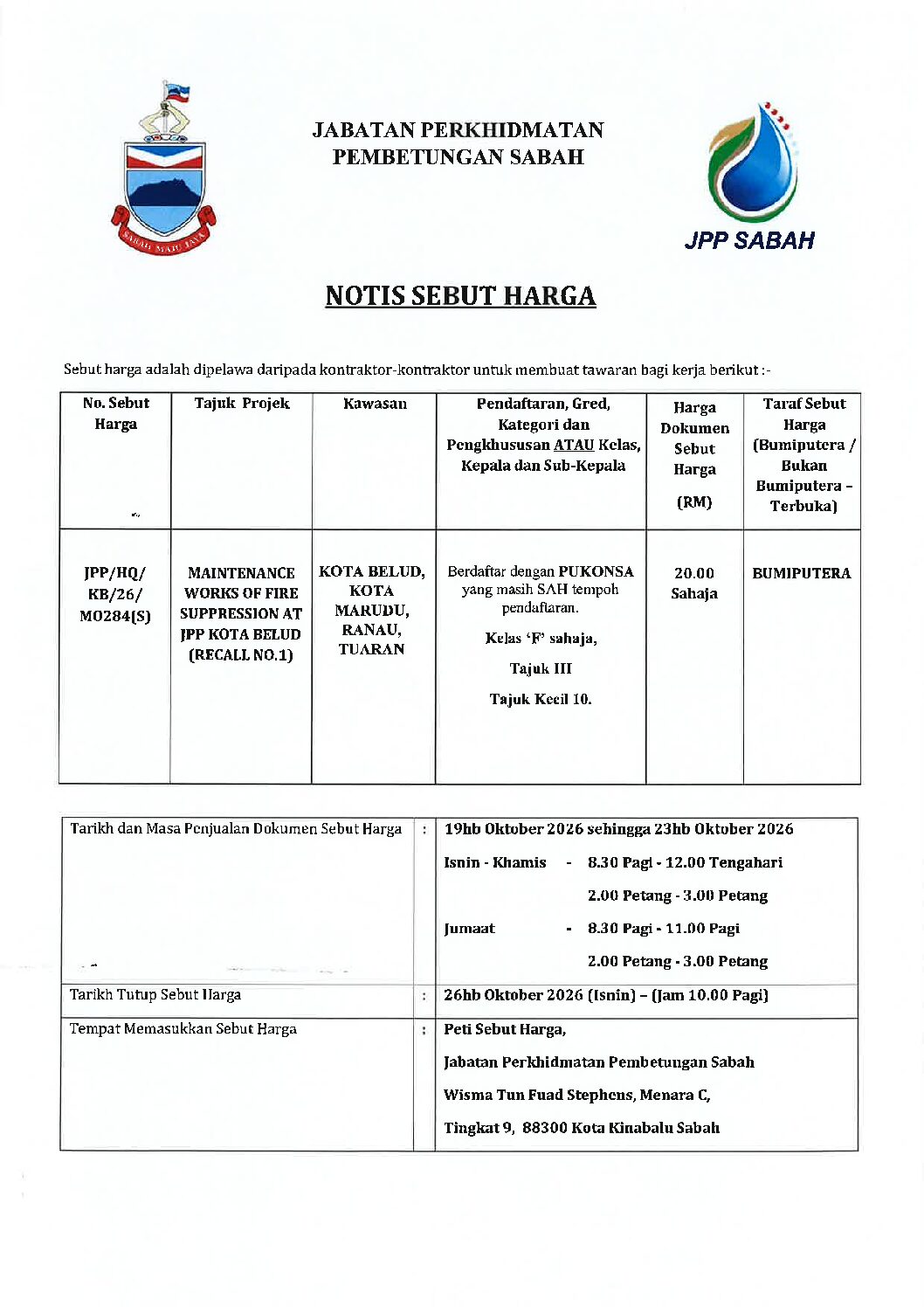 KOTA BELUD, KOTA MARUDU, RANAU, TUARAN